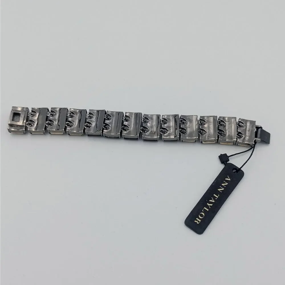 Ann Taylor Mixed Metal Statement Bracelet | Champagne Glass Links
